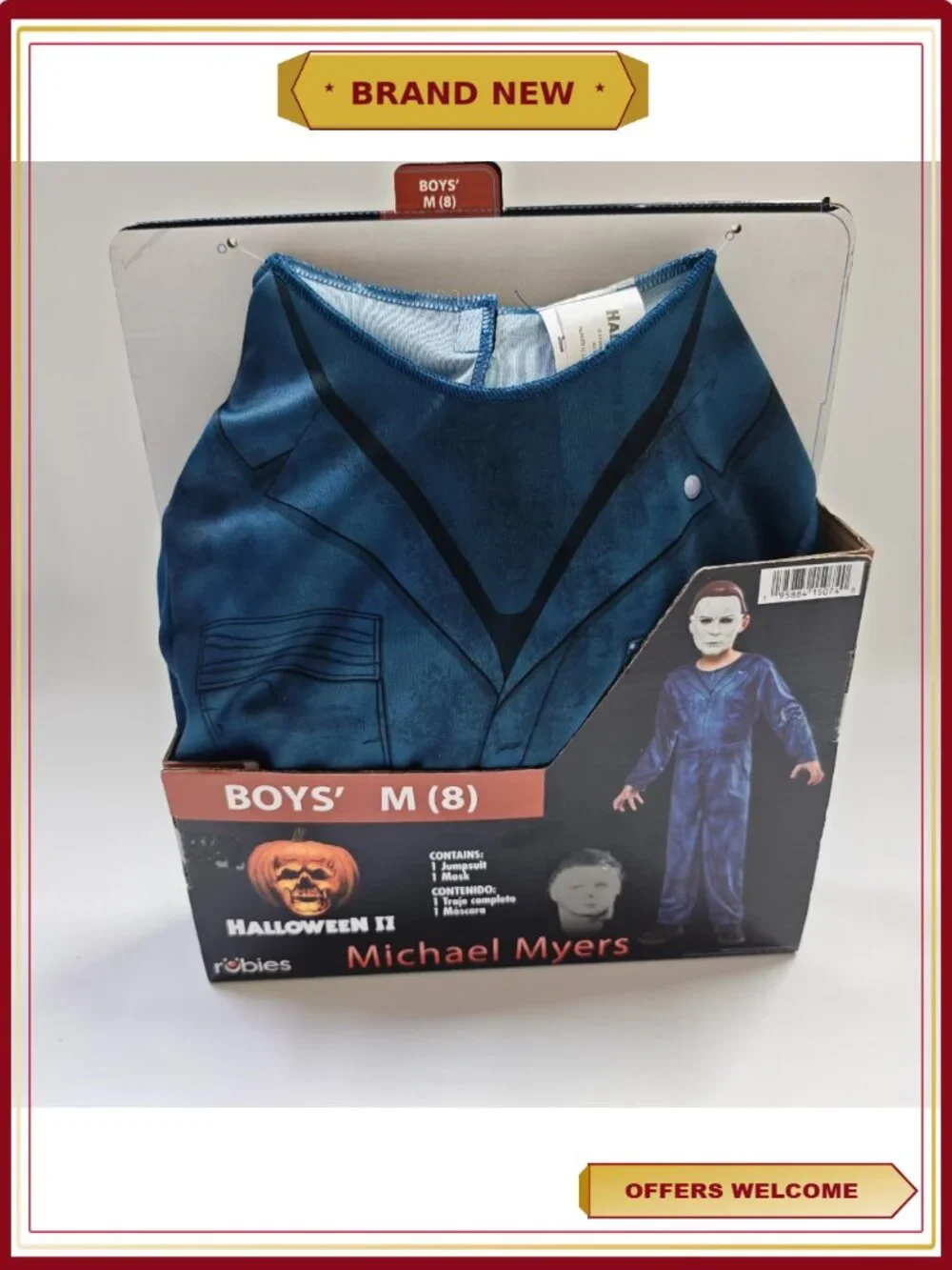 Michael Myers Halloween Costume Kids Boys Size L Jumpsuit Mask Horror
